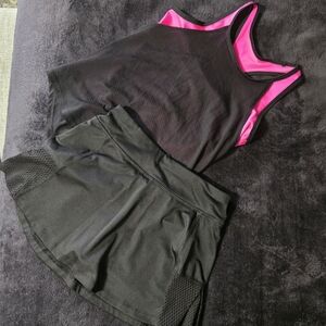 Avia Black Skort with Hot Pink Accents - Women's Athletic Shorts